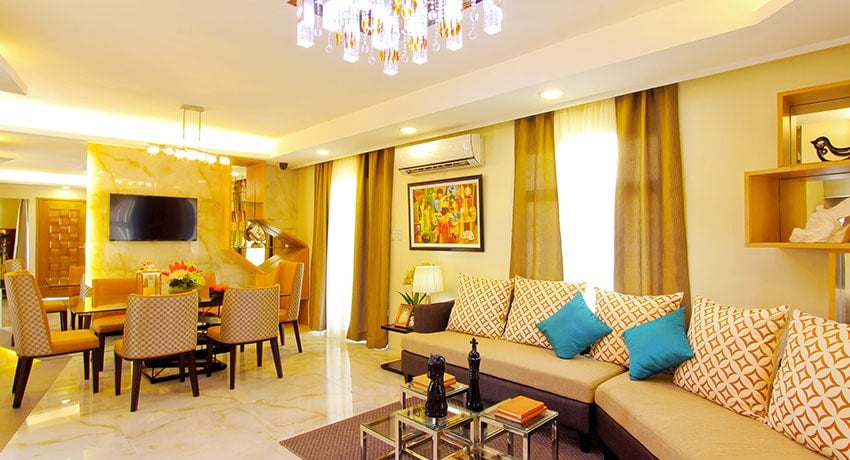 Briana Single-Attached House Living Room at Lancaster New City Cavite
