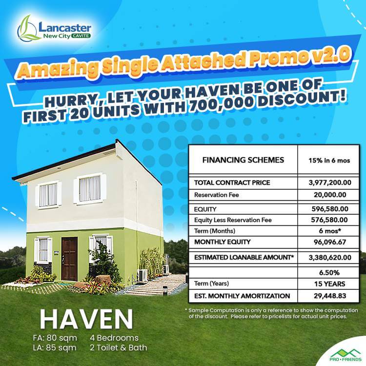 Haven Single-Attached House Promo from Lancaster New City Cavite