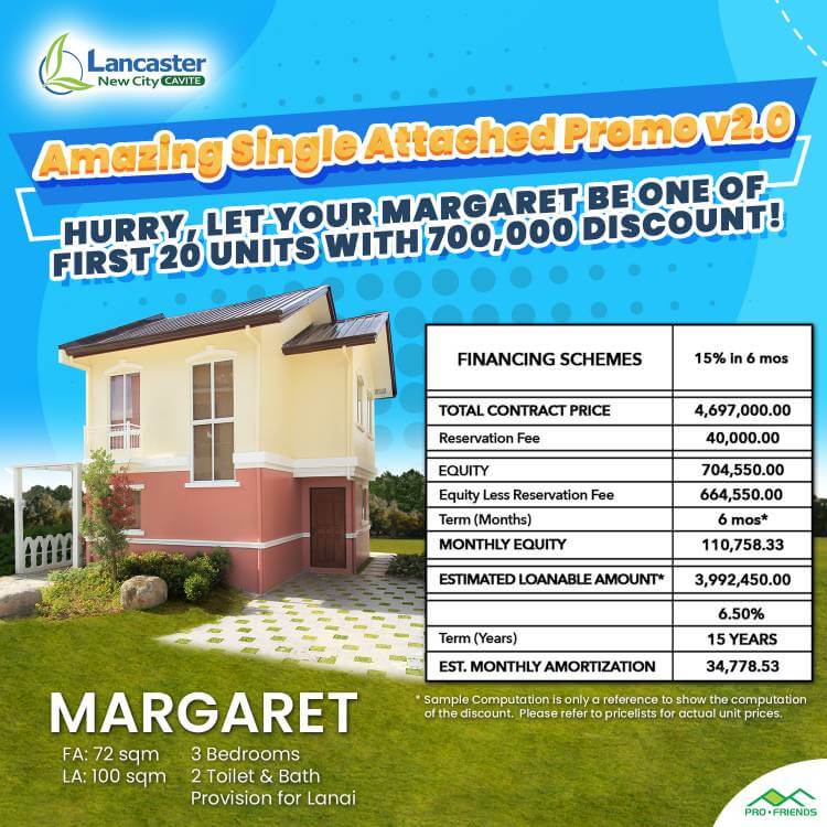 Margaret Single-Attached House Promo from Lancaster New City Cavite